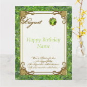 Carte Août Péridot Birthstone Grand Anniversaire (Fleur jaune)