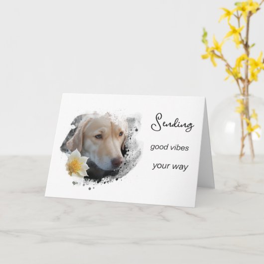 Carte *~* AP61 Chien mécontent Fleur Good Vibes (Fleur jaune)