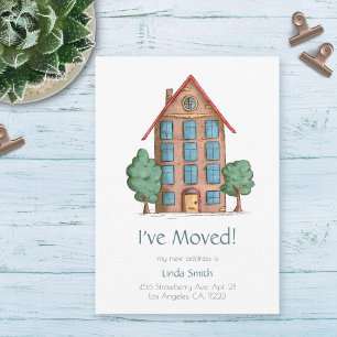 Carte Apartment Building with Trees Moving Announcement