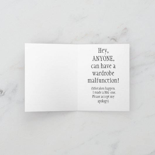 CARTE APOLOGIE HUMOREUSE/STATUE CLASSIQUE/WARDROBE MA (Intérieur)