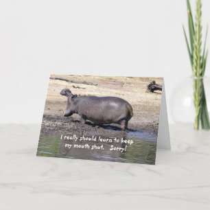 CARTE APOLOGIE, HUMOUR, HIPPO, "JE DEVRAIS VRAIMENT APPR