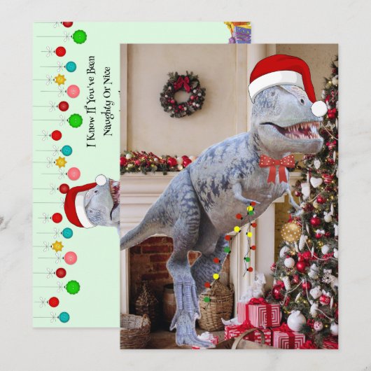 Carte Appartement de Noël Dinosaur (Devant / Derrière)