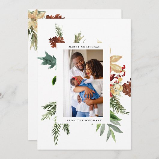 Carte Appartement de Noël Pine d'aquarelle (Devant / Derrière)