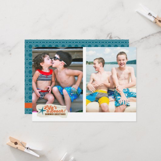 Carte Appartement de plage de salutations d'été (Devant/Arrière en situation)