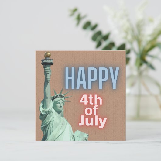 Carte appartement Neon 4 juillet Liberty Statue (Debout devant)