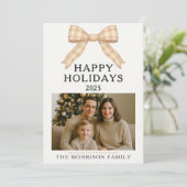 Carte Appartement Noël Plaid Tendance Bow Photo Ho (Debout devant)