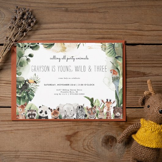 Carte Appel de tous les animaux de fête | Safari Anniver