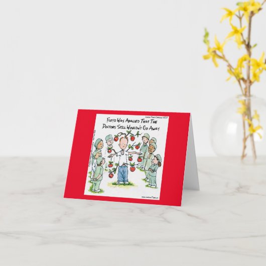 Carte Apple A Day Funny Comic Rick Londres (Fleur jaune)