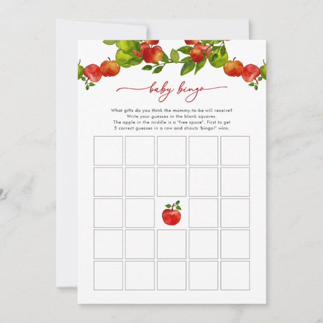 Carte Apple Baby shower Jeu Apple Baby Bingo Jeu (Devant)