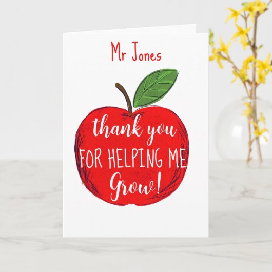 Carte Apple merci de nous aider à devenir enseignant (Fleur jaune)