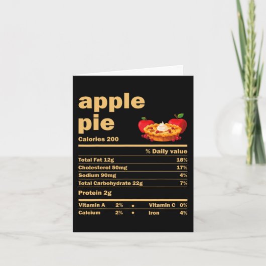 Carte Apple Pie Nutrition Facts Fun Thanksgiving Christa (Devant)
