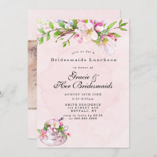 Carte Apple Tree Blossoms Bridesmaids Luncheon Invitatio