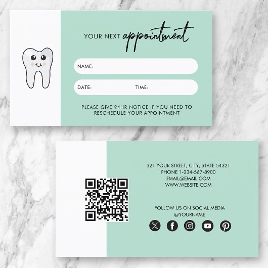 Carte Appoint pour dentiste dentaire mignonne