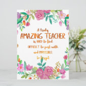 Carte Appréciation de l'enseignant Extraordinaire Signet (Debout devant)