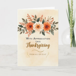Carte Appréciation de Thanksgiving d'affaires Élégant au
