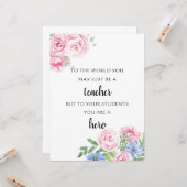 Carte appréciation du mentor de l'enseignant floral par  (Devant/Arrière en situation)