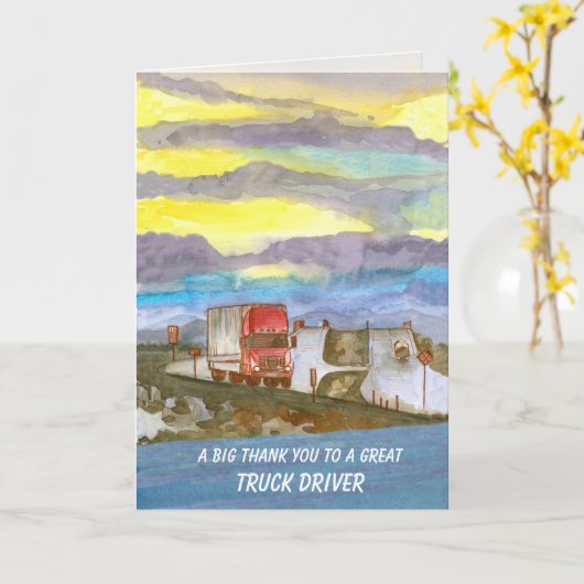 Carte Appréciation du Merci du conducteur de camion (Fleur jaune)