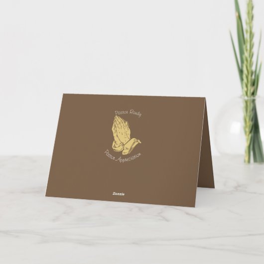 Carte Appréciation du pasteur avec les mains de prière (Dos)