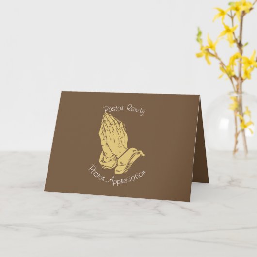 Carte Appréciation du pasteur avec les mains de prière (Fleur jaune)