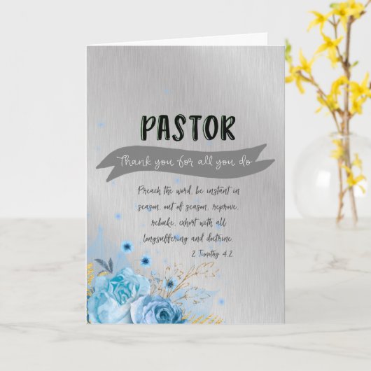 Carte Appréciation du pasteur avec Verse biblique (Fleur jaune)