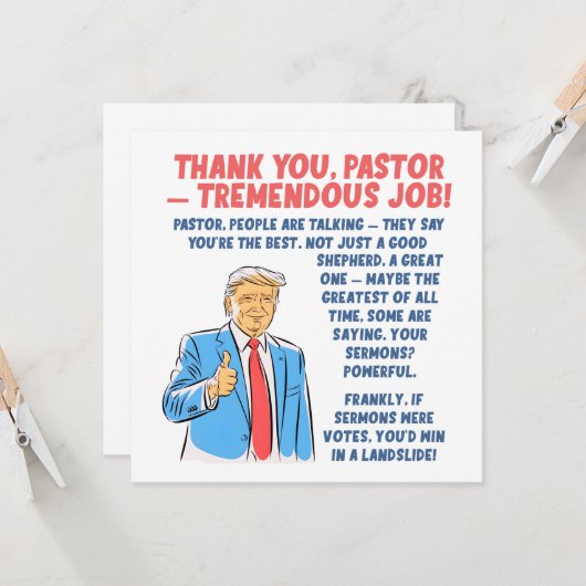 Carte Appréciation du pasteur Merci (Devant/Arrière en situation)