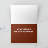 Carte Appréciation en brique rouge Merci employé (Intérieur)