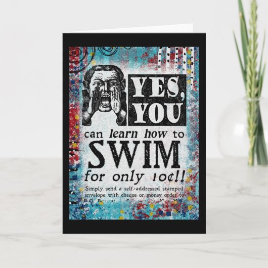 Carte Apprendre À Nager - Drôle Annonce Vintage (Devant)