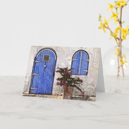 Carte Après-midi paisible à la porte bleue (Fleur jaune)