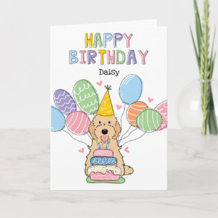 Carte Apricot Cockapoo Chien Cavapoo Joyeux anniversaire