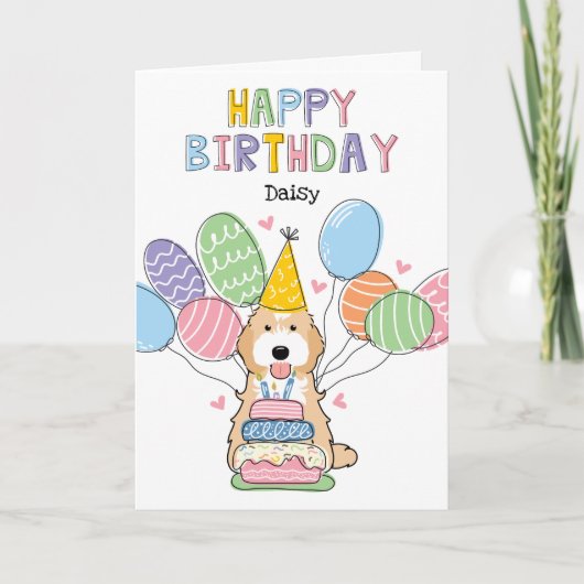 Carte Apricot Tuxedo Cockapoo Chien Cavapoo Joyeux anniv (Devant)