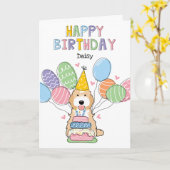 Carte Apricot Tuxedo Cockapoo Chien Cavapoo Joyeux anniv (Fleur jaune)