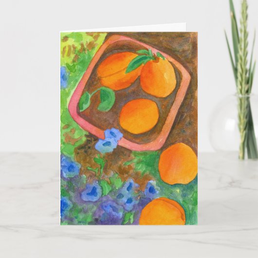 Carte Apricots Fruit Aquarelle Fleurs Joyeux Anniversair (Devant)