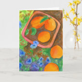 Carte Apricots Fruit Aquarelle Fleurs Joyeux Anniversair (Fleur jaune)