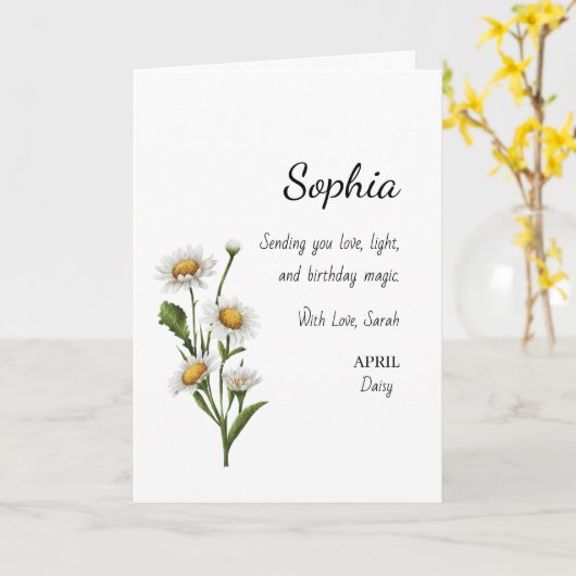 Carte April Daisy Personalized Birthday (Fleur jaune)