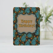 Carte Aqua Black Paisley Anniversaire Élégance (Debout devant)