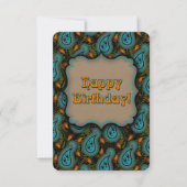 Carte Aqua Black Paisley Anniversaire Élégance (Devant)