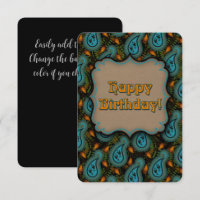 Aqua Black Paisley Anniversaire Élégance
