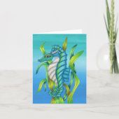 Carte Aqua Bleu Vert Imaginaire Dragon de mer en Bleu d' (Devant)