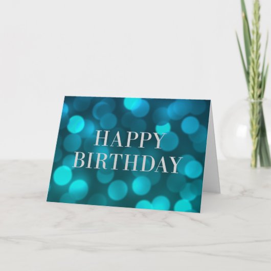 Carte Aqua Blue Bokeh Lights Faux Silver Joyeux Annivers (Devant)