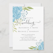 Carte Aqua Blue Floral Mariage (Devant)