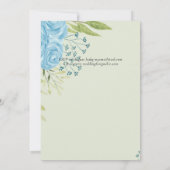 Carte Aqua Blue Floral Mariage (Dos)