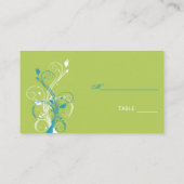 Carte Aqua Blue, Green et White Floral Place (Dos)