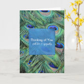 Carte Aqua Blue Peacock Feaths Penser à vous (Fleur jaune)