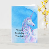 Carte Aqua Blue Personalized Watercolor (Fleur jaune)