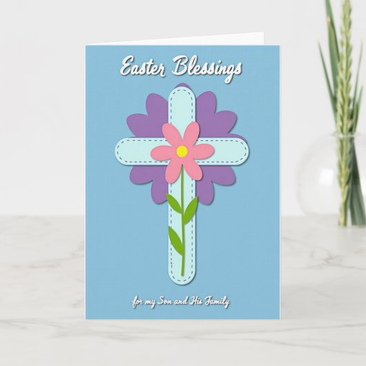 Carte Aqua Cross Easter Wishes Card (Devant)