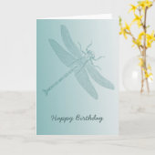 Carte aqua dragonfly chic blanc élégant (Fleur jaune)