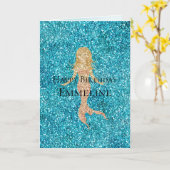 Carte Aqua Glitz Parties scintillant Sparkle Nom de la s (Fleur jaune)