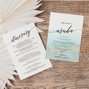 Carte Aqua Gold Beach Aruba Bienvenue Lettre & Itinérair