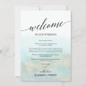 Carte Aqua Gold Beach Mariage Bienvenue Lettre & Itinéra (Devant)