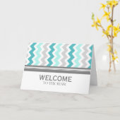 Carte Aqua Gray Chevron Employee Welcome (Fleur jaune)